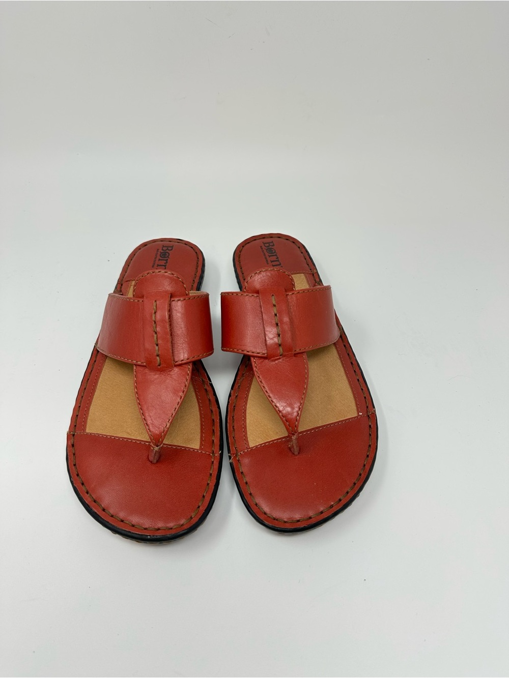 Born Leather Thong Sandals Toe-Loop Strap Red Women's 9 - Picture 7 of 14